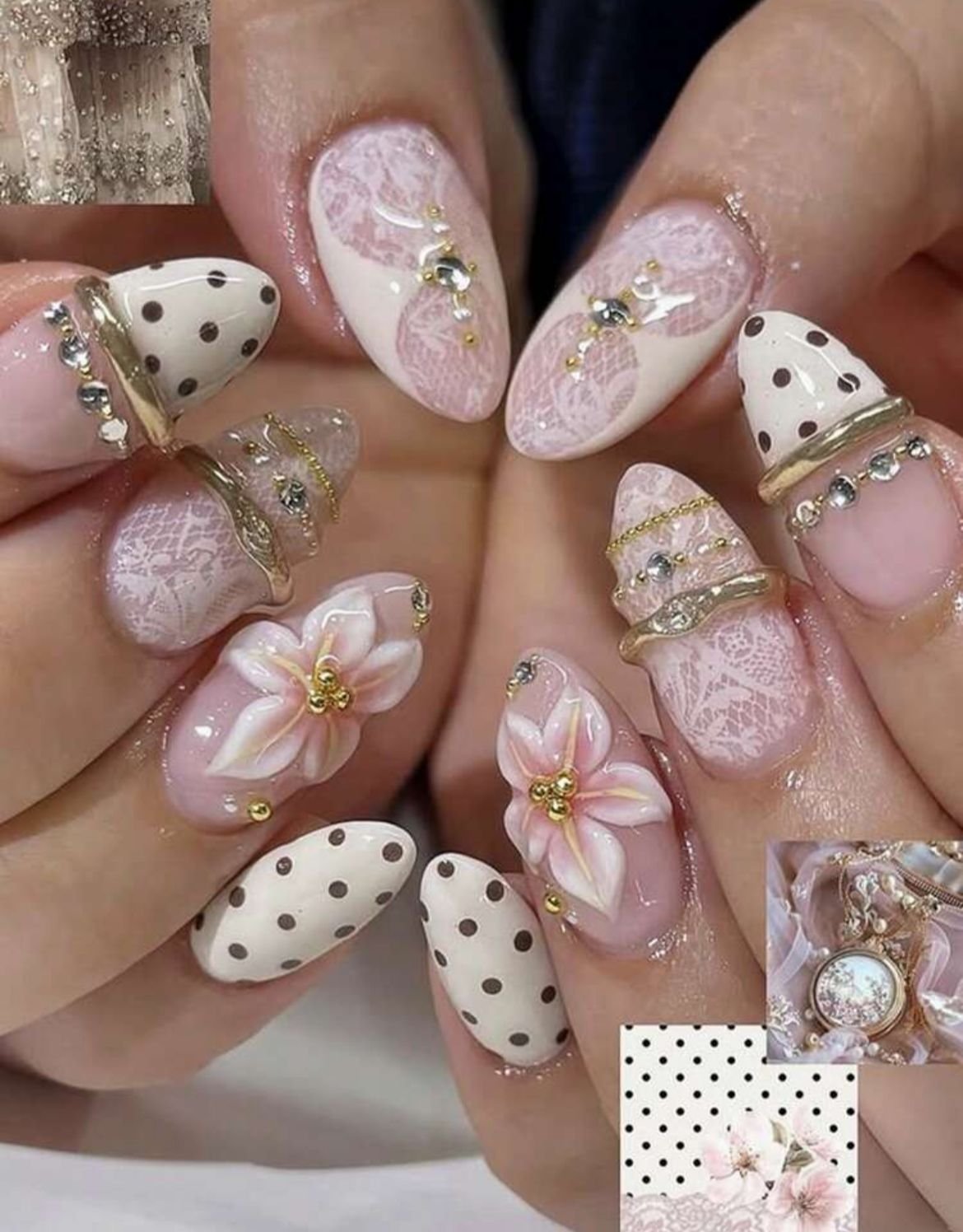 Vintage Lace & Polka Bloom