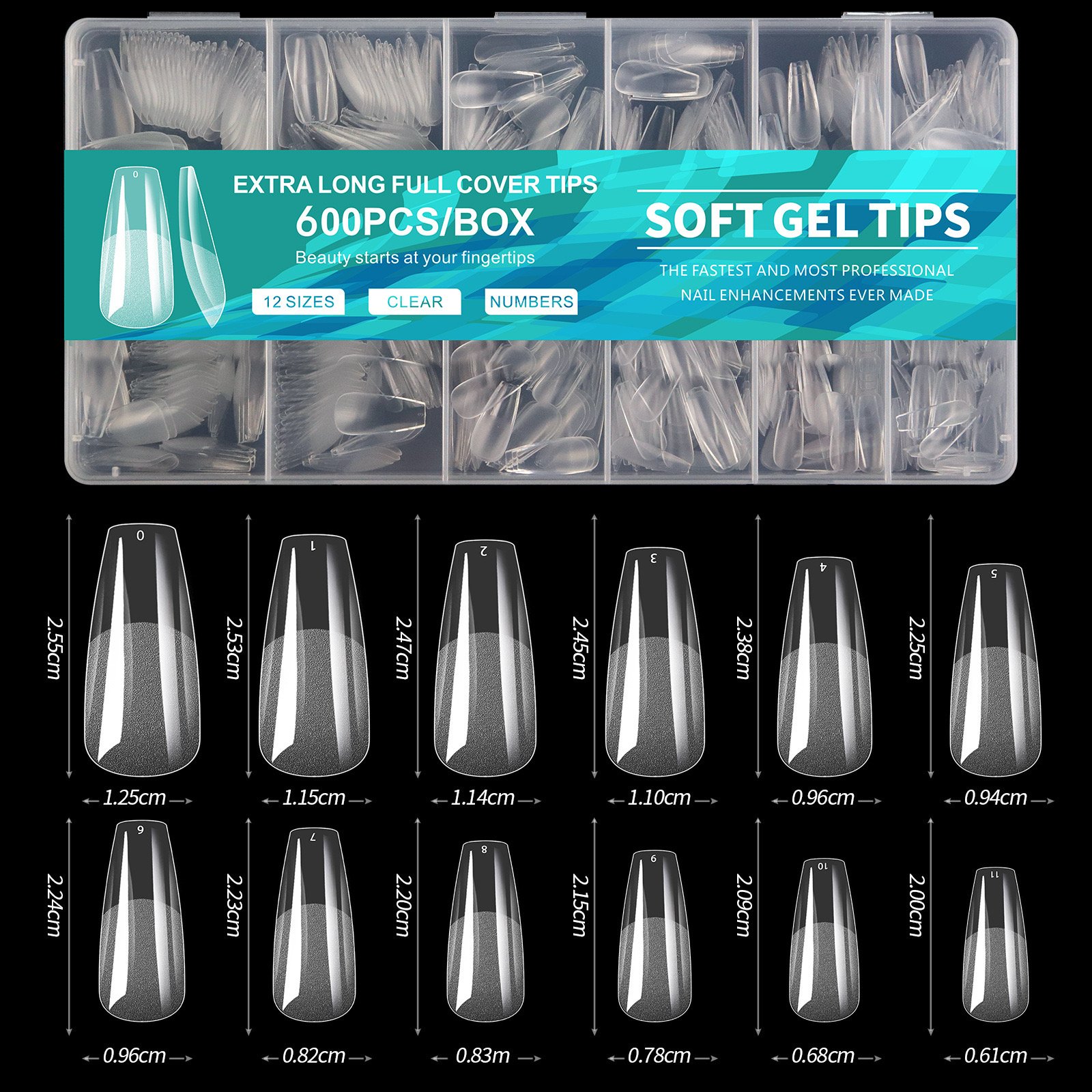 Medium coffin gel tips 600pc