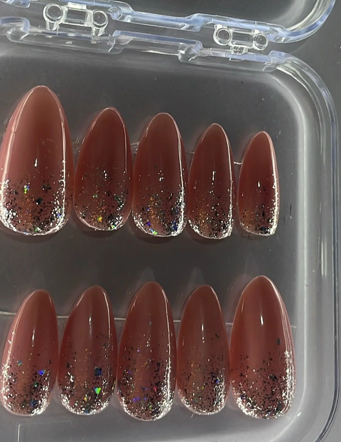 Simple pink base with glitter french